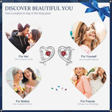 925 Silver Birthstone Heart Stud Earrings for Women