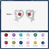 925 Silver Birthstone Heart Stud Earrings for Women