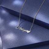 925 Silver Nameplate Necklace with Heart for Women