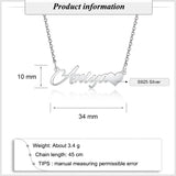 925 Silver Nameplate Necklace with Heart for Women