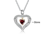 925 Silver Personalized Mom Necklace with Birthstones & Engraved Heart Pendant