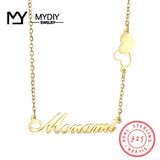 925 Silver Personalized Name Necklace Two Love Chain Collar