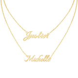 925 Silver Personalized Nameplate Necklace with 2 Names for Girlfriend