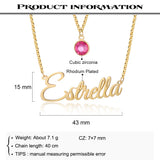 925 Silver Personalized Name Necklace with Birthstone