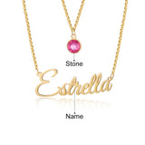 925 Silver Personalized Name Necklace with Birthstone