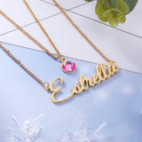 925 Silver Personalized Name Necklace with Birthstone