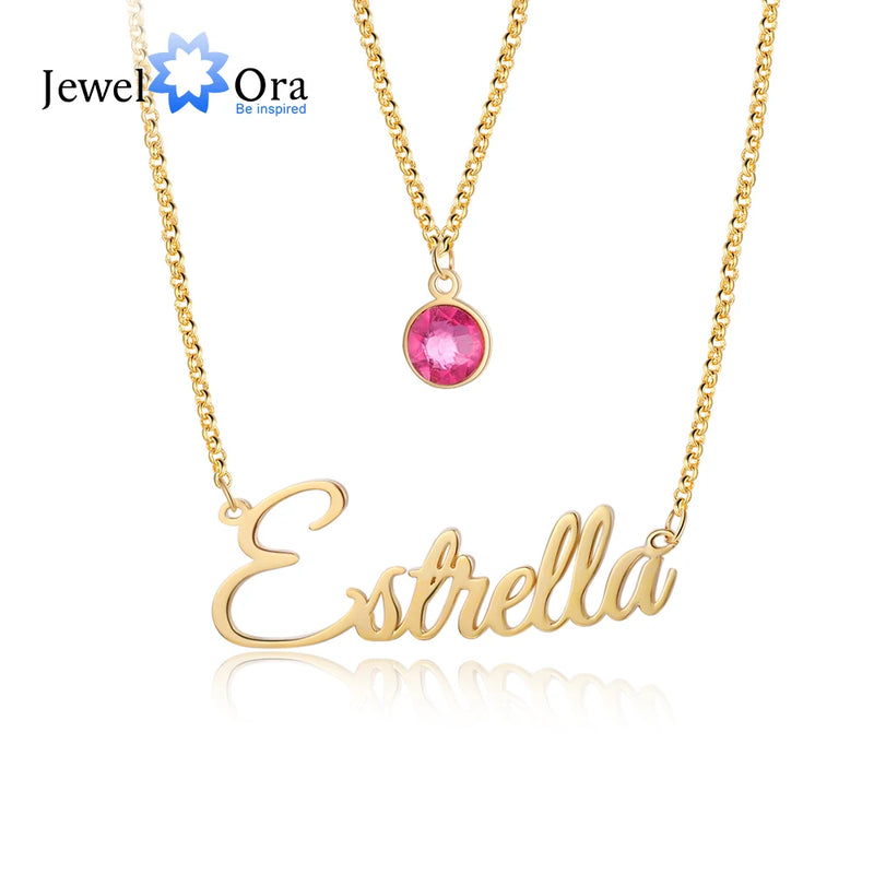 925 Silver Personalized Name Necklace with Birthstone