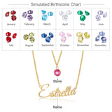 925 Silver Personalized Name Necklace with Birthstone