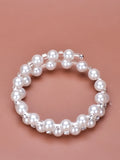 Sterling Silver Personalized Pearl Rhinestone Bracelet for Women