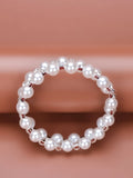 Sterling Silver Personalized Pearl Rhinestone Bracelet for Women