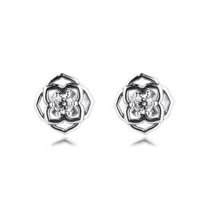 925 Silver Rose Stud Earrings for Women's Summer Jewelry
