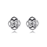 925 Silver Rose Stud Earrings for Women's Summer Jewelry