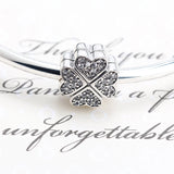 925 Silver Petals of Love CZ Heart Clover Clip Charm Beads