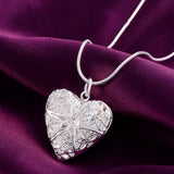 925 Silver Photo Frame Pendant Necklace Snake Chain Wedding Jewelry