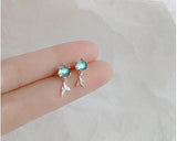 925 Silver Crystal Mermaid Stud Earrings Wedding Jewelry