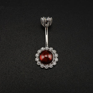 925 Silver Garnet Navel Belly Ring Body Jewelry