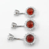 925 Silver Garnet Navel Belly Ring Body Jewelry