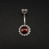 925 Silver Garnet Navel Belly Ring Body Jewelry