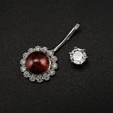 925 Silver Garnet Navel Belly Ring Body Jewelry