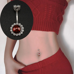 925 Silver Garnet Navel Belly Ring Body Jewelry