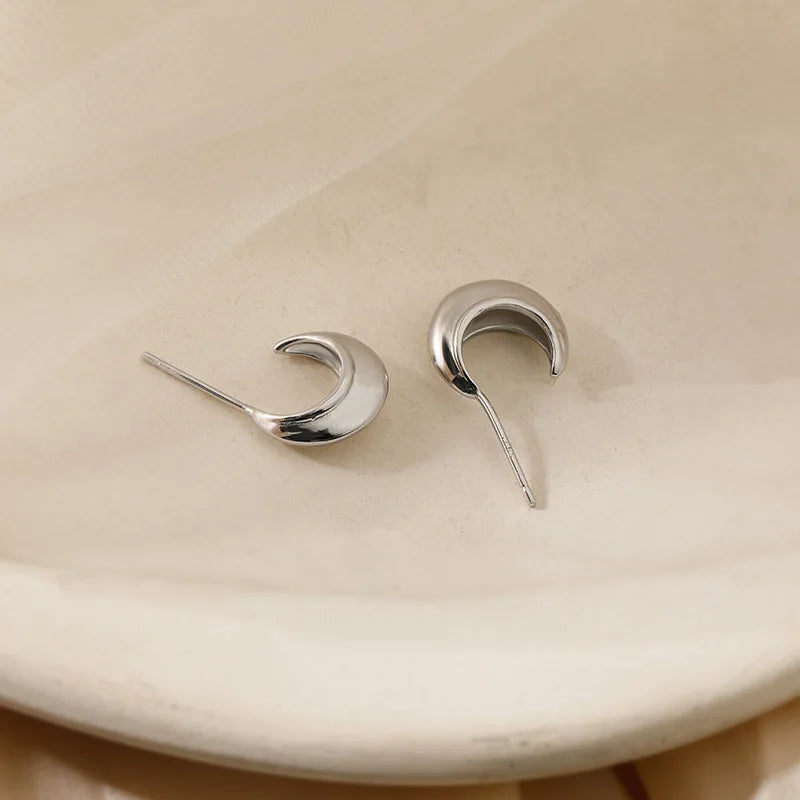 Stylish 925 Silver Geometric Stud Earrings
