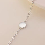 925 Silver Geometric Circle Tile Bracelet for Women