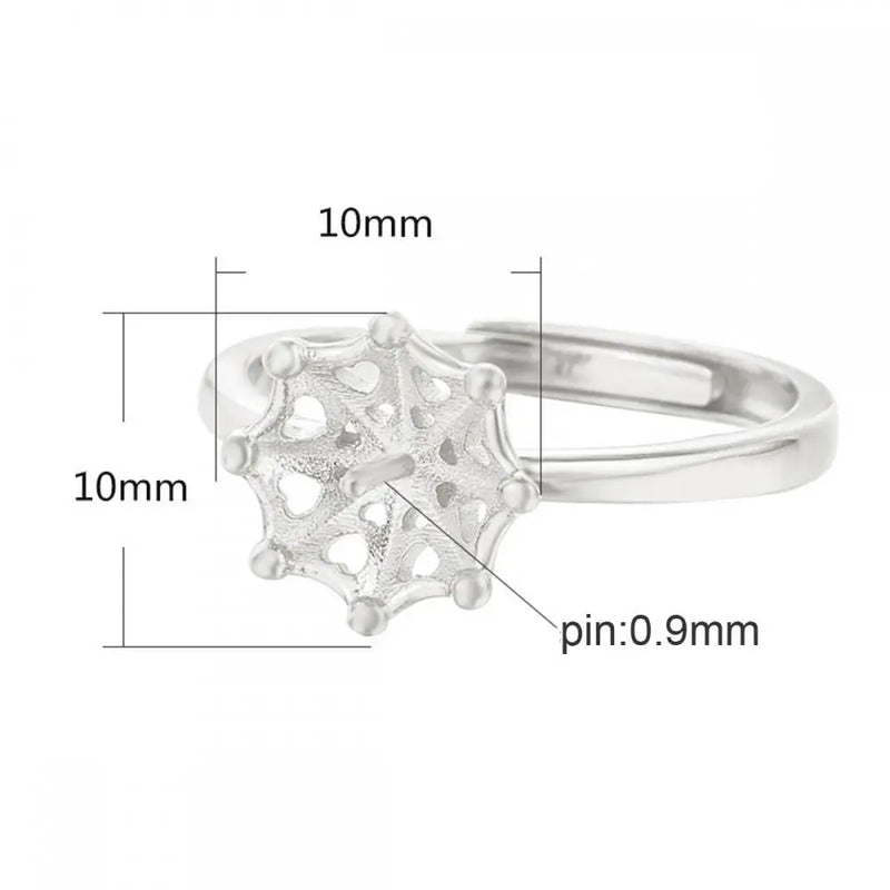 925 Silver Ring Blank for 10mm Half Drilled Pearl Setting