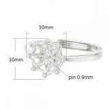 925 Silver Ring Blank for 10mm Half Drilled Pearl Setting