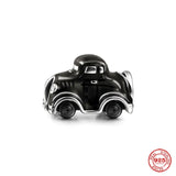 925 Silver Pink Motorcycle Car Bike Dangle Charm Bead for Bracelet Pendant DIY