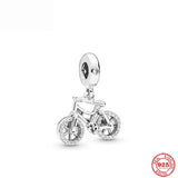 925 Silver Pink Motorcycle Car Bike Dangle Charm Bead for Bracelet Pendant DIY