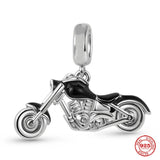 925 Silver Pink Motorcycle Car Bike Dangle Charm Bead for Bracelet Pendant DIY