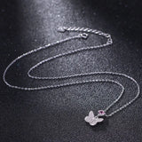925 Silver Pink Butterfly Clavicle Chain Necklace For Women