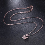 925 Silver Pink Butterfly Clavicle Chain Necklace For Women