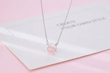 925 Silver Pink Cat Zircon Necklace Pendant for Women