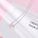 925 Silver Pink Cat Zircon Necklace Pendant for Women