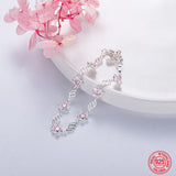 925 Sterling Silver Pink Crystal Bracelet for Women Gift Charm Jewelry