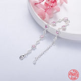 925 Sterling Silver Pink Crystal Bracelet for Women Gift Charm Jewelry