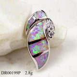 925 Silver Pink Fire Opal Conch Pendant Necklace for Gift