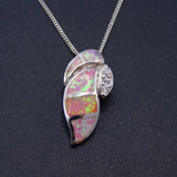 925 Silver Pink Fire Opal Conch Pendant Necklace for Gift