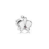 925 Silver Pink Flower Beads Bracelet Bangles