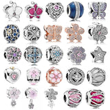 925 Silver Pink Flower Beads Bracelet Bangles