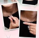 925 Silver Pink Moon Light Stone Cat Pendant Necklace