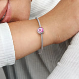 925 Silver Pink Pansy Flower Charm Beads for Bracelets