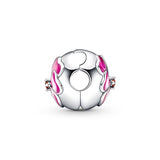 925 Silver Pink Pansy Flower Charm Beads for Bracelets