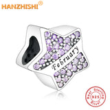 925 Silver Birthstone Bead Star Charm for Bracelet Bangle DIY Jewelry