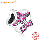 925 Silver Birthstone Bead Star Charm for Bracelet Bangle DIY Jewelry