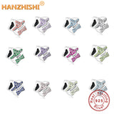 925 Silver Birthstone Bead Star Charm for Bracelet Bangle DIY Jewelry