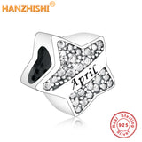 925 Silver Birthstone Bead Star Charm for Bracelet Bangle DIY Jewelry