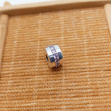 925 Silver Pink Sparkling Row Clip Charm High Jewelry