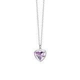 925 Silver Pink Zircon Heart Pendant Necklace Romantic Jewelry Gift